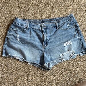 Aerie Blue Distressed Jean Shorts